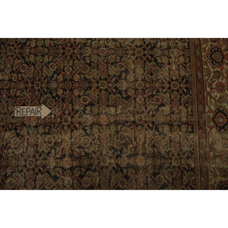 Hand Knotted Oriental 100% Wool Carpet Traditional All-Over Navy Blue & Blues Mahal Area Rug - 9' 11'' X 7' 1''