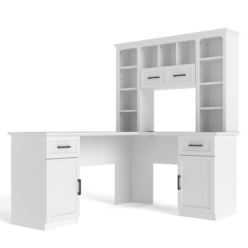 Sun City Computer Desk with a Drawer and Open Storage, White