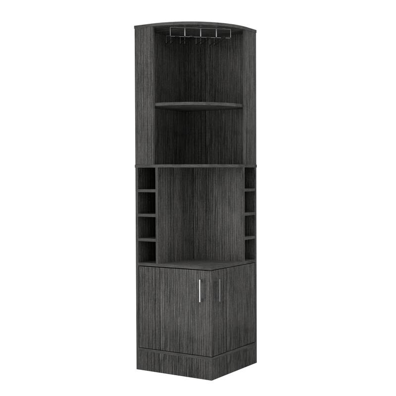 TUHOME Syrah Corner Bar Cabinet with 2-Doors and 8 Cubbies - N/A