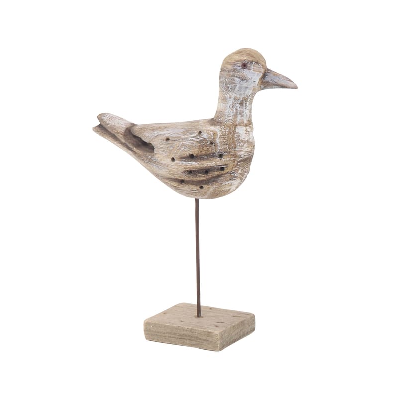 Brown Empress Wood Coastal Sculpture Bird (Set of 3) - 11 x 3 x 14
