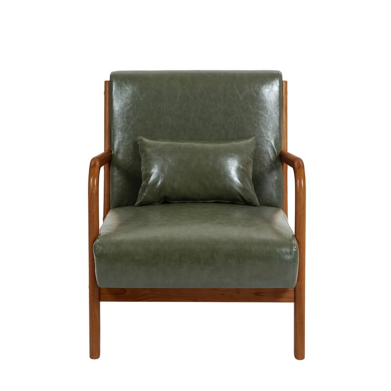 Mid-Century Modern Upholstered Accent Chair with Wood Frame