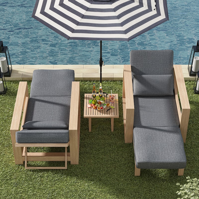 Modern Valentino Outdoor Chaise Lounge set of 2 by HULALA HOME - Charcoal