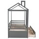 preview thumbnail 8 of 25, Twin Size House Bed with Two Drawers & Guardrail