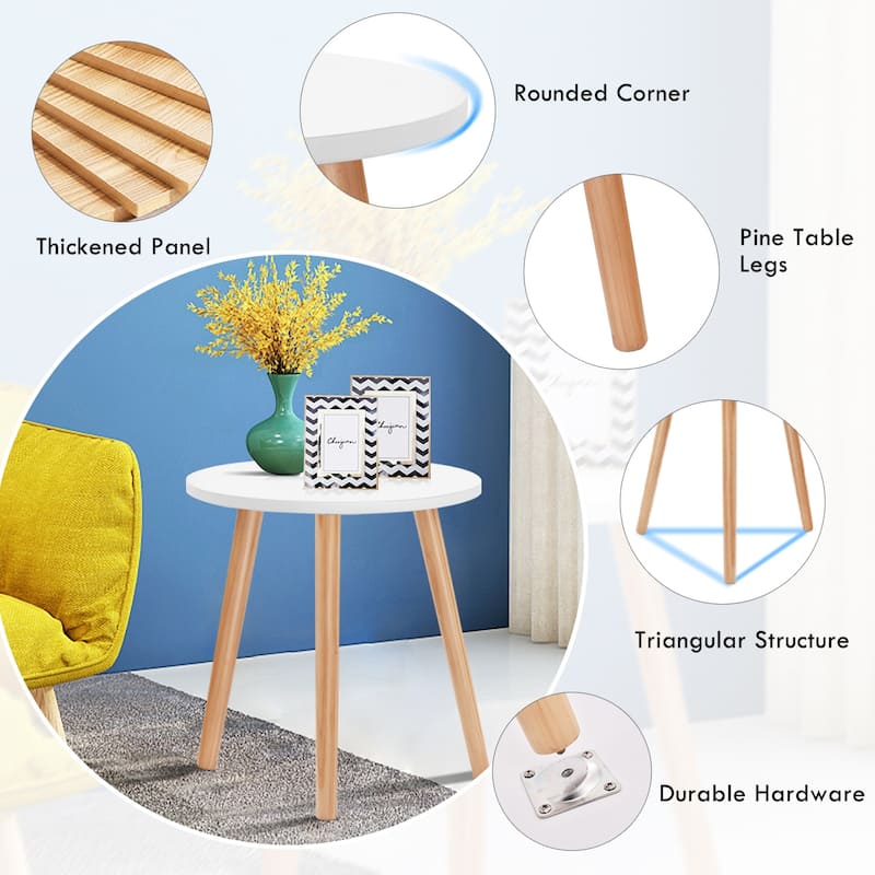 Costway Modern Round Coffee Tea Side Sofa Table Living Room Furniture
