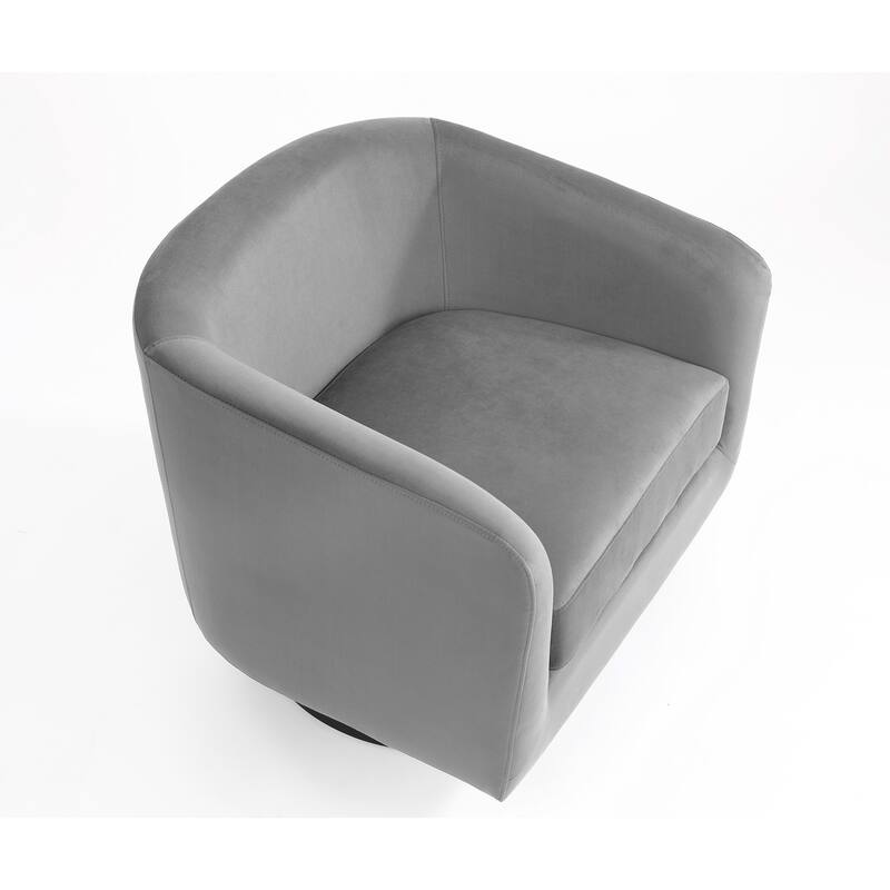 Velvet Low-Back Barrel Chair 360° Swivel Accent Armchair