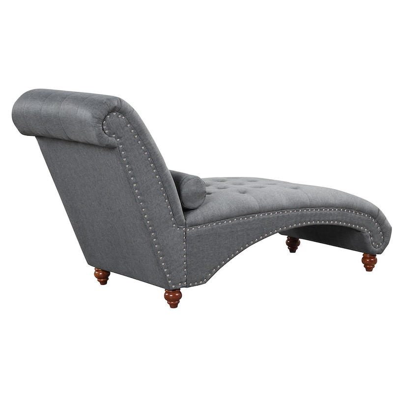 Modern Armless Velvet Chaise Lounge Indoor Chair with 1 Bolster Pillow