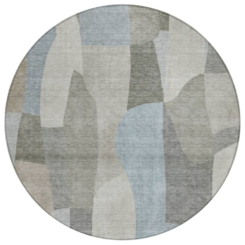 Machine Washable Indoor/ Outdoor Contemporary Layers Chantille Rug