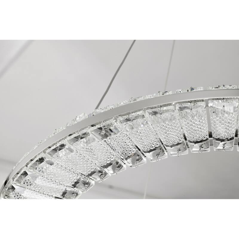 Nova LED 23 Inch Round Pendant Polished Nickel Finish K9 Crystal - Polished Nickel