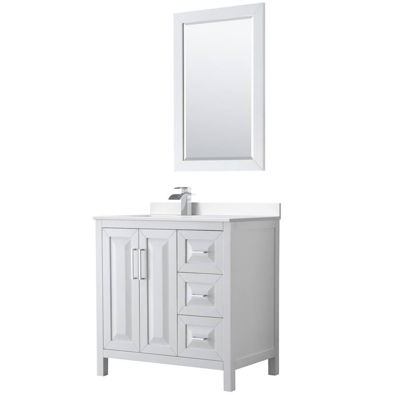 Wyndham Collection WCV252536S-Left-VCA-M24 Daria 36" Free Standing - White / White Cultured Marble Top / Polished