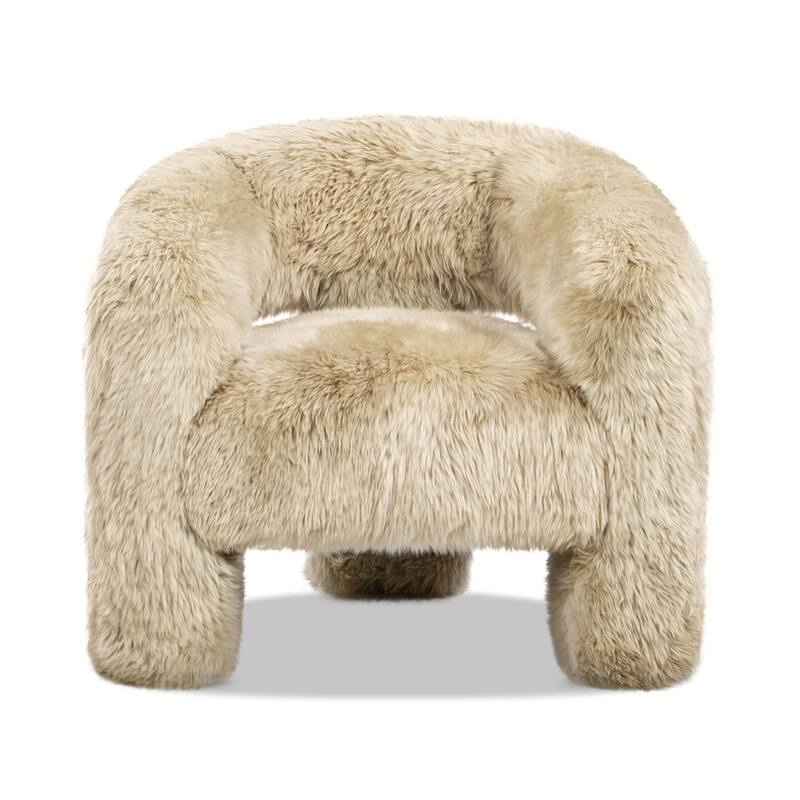 Avalon 35" Rustic Sheepskin Split Barrel Back Accent Chair