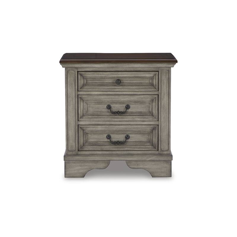 Ashley Furniture Lodenbay Black & Gray 3 Drawer Night Stand with Charging Station