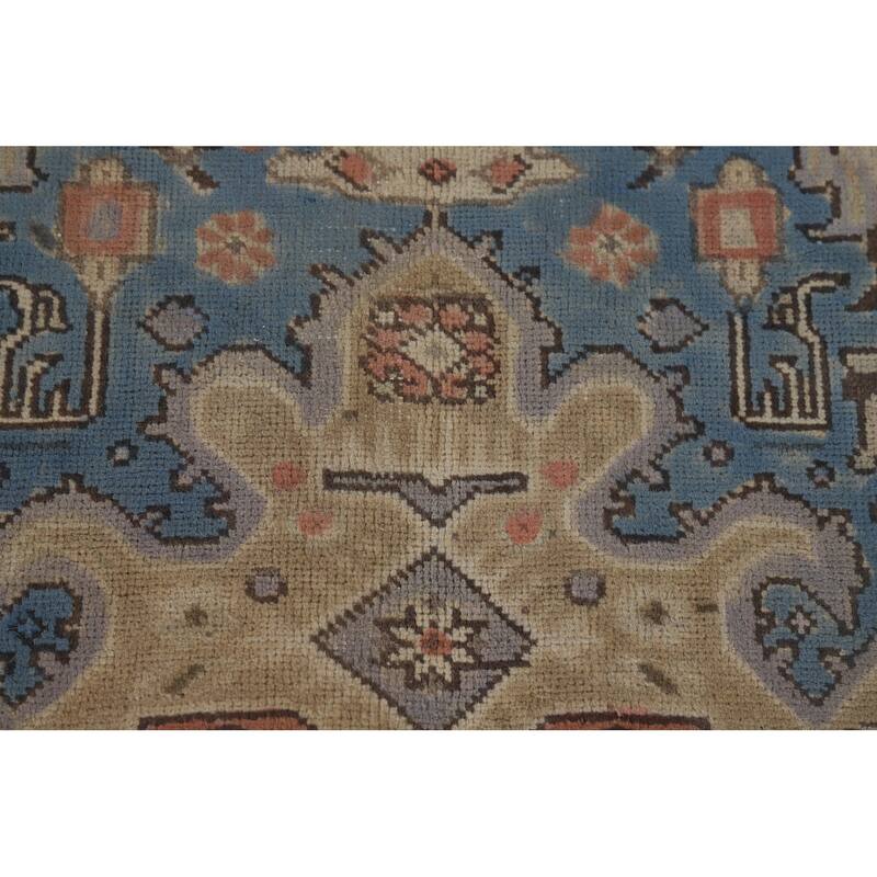 Blue Tabriz Vintage Persian Rug Handmade Wool Carpet - 9'10" x 12'9"