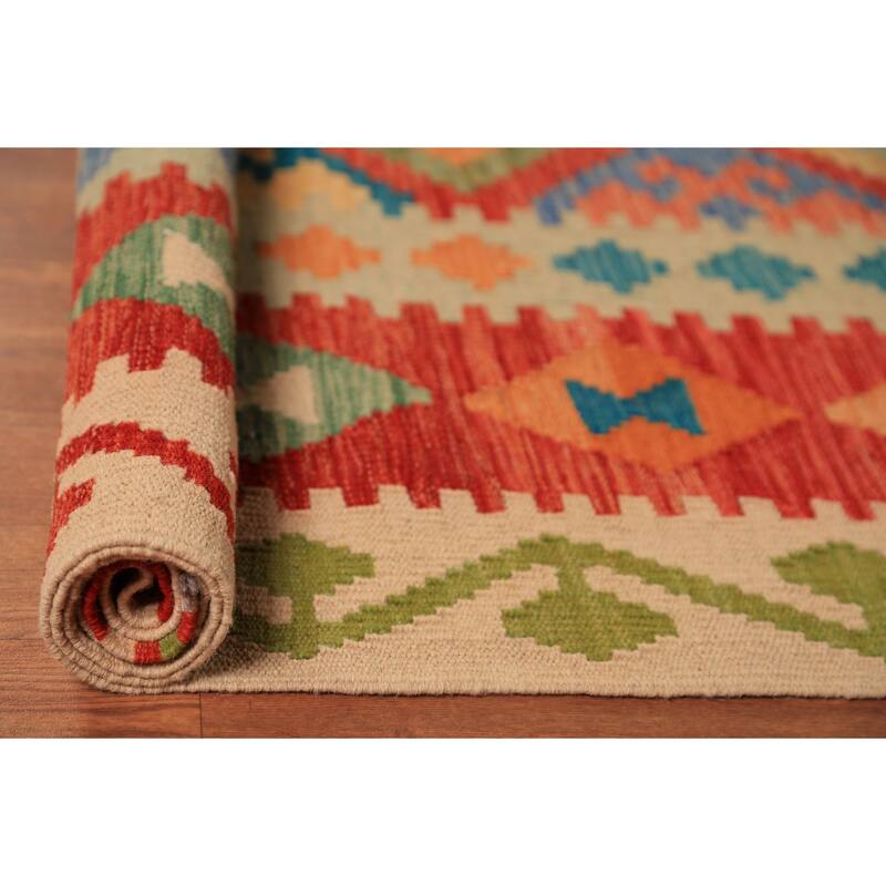 South Western Style Kilim Oriental Large Rug Flatweave Wool Carpet - 10'4"x 16'0"