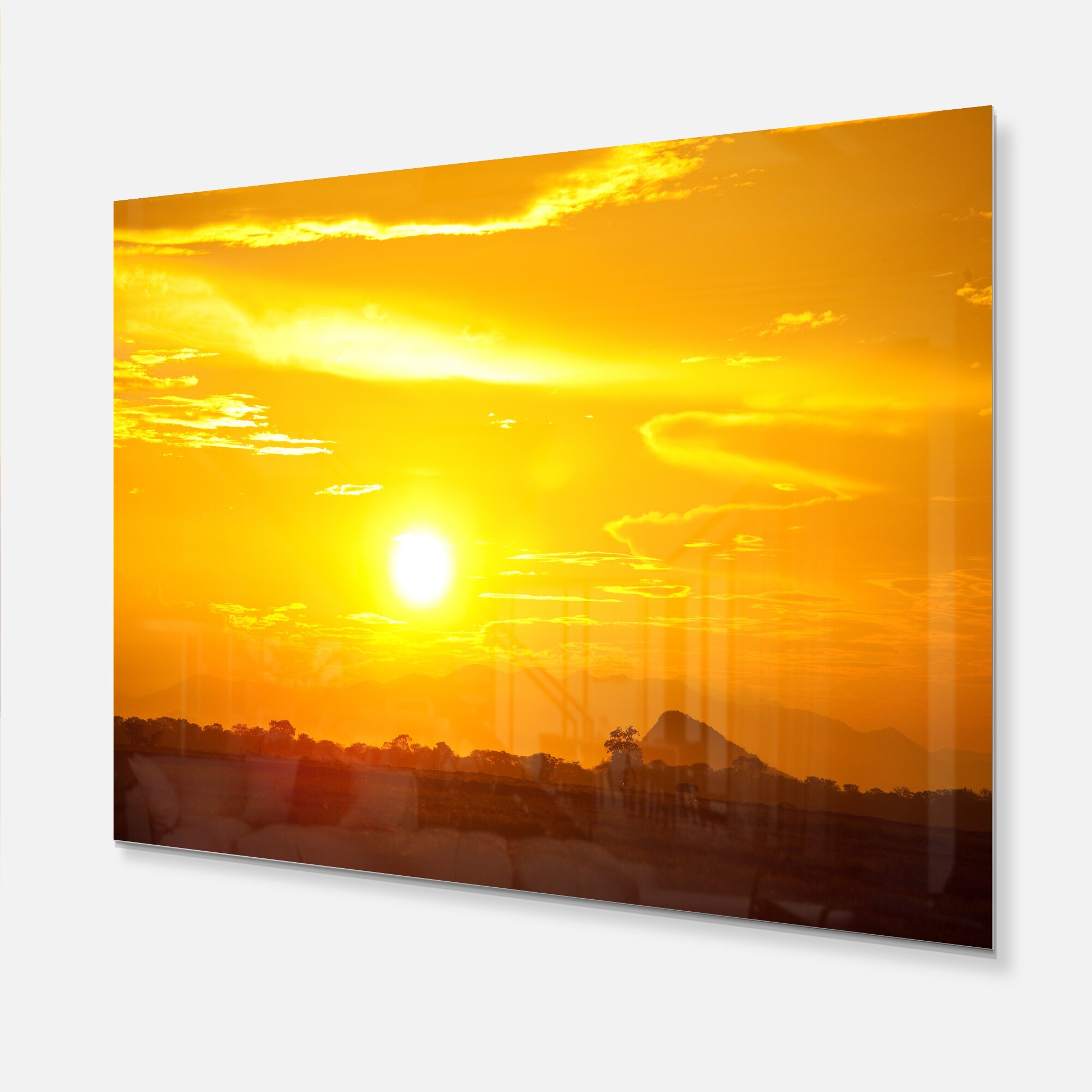 日本未入荷-2サイズ♪ウォールアート- Nile River Sunset Designart 'Bright Yellow Sky At Sri Lanka Sunset' African