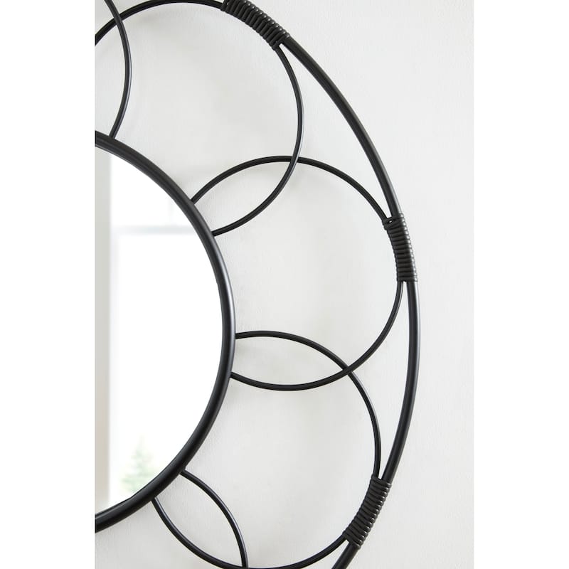 Kate and Laurel Cori Round Rattan Mirror