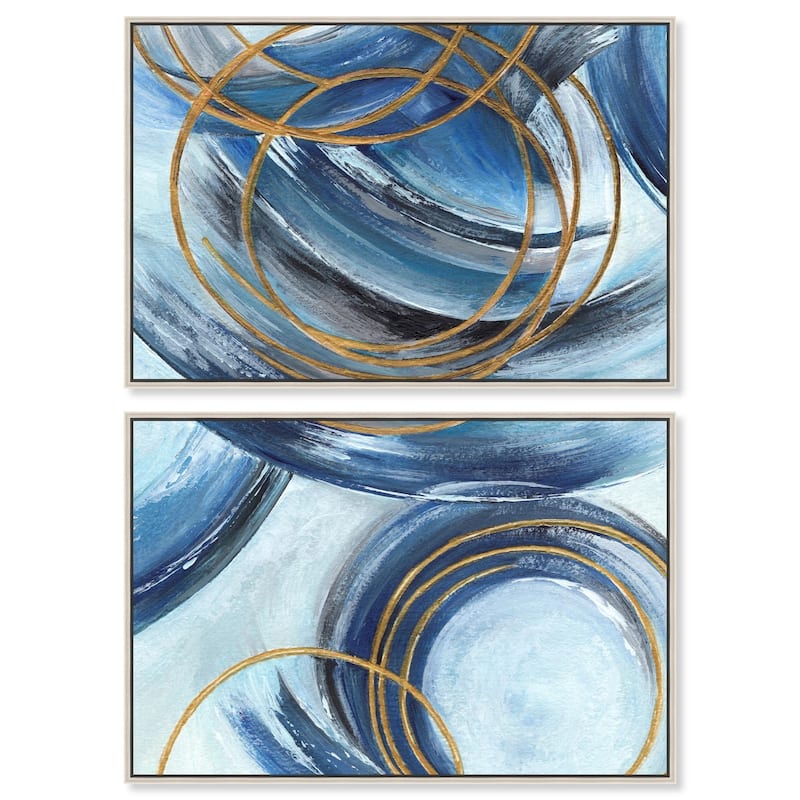 Golden Riviera Canvas Set of 2 by Art Remedy - 15" x 10" - Silver