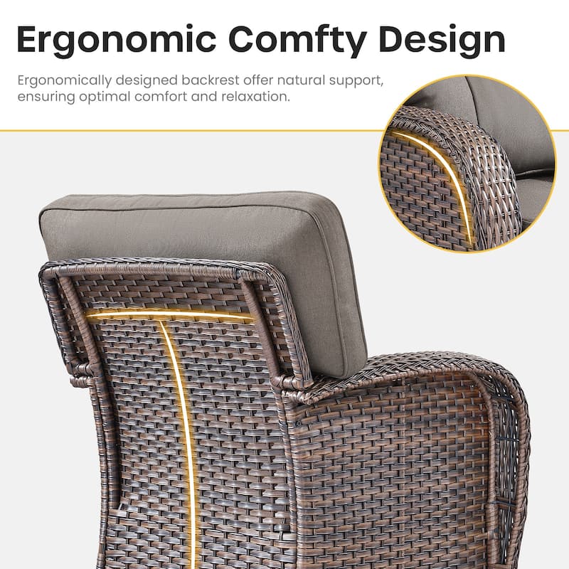 Gymojoy Wide T-Shaped High Back Swivel Glider Chairs Set with 5-inch Cusion for Patio & Balcony