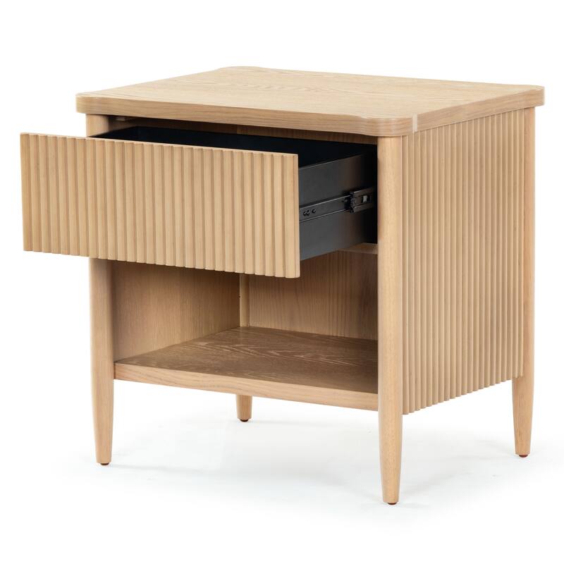 SAFAVIEH Couture Shelbie 1-Drawer Reeded Nightstand, Fully Assembled