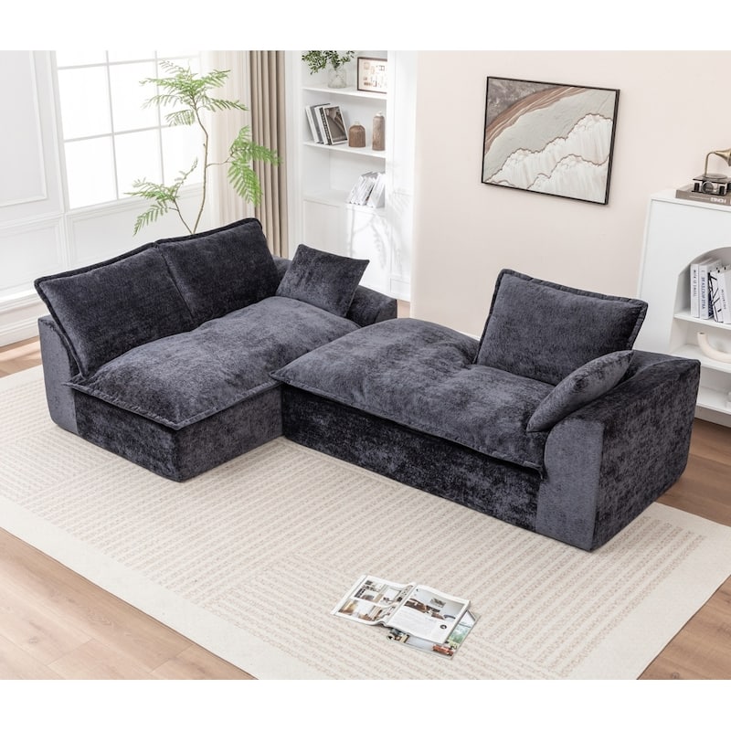 103.15" Modern Chenille Boneless Sectional Sofa with Chaise