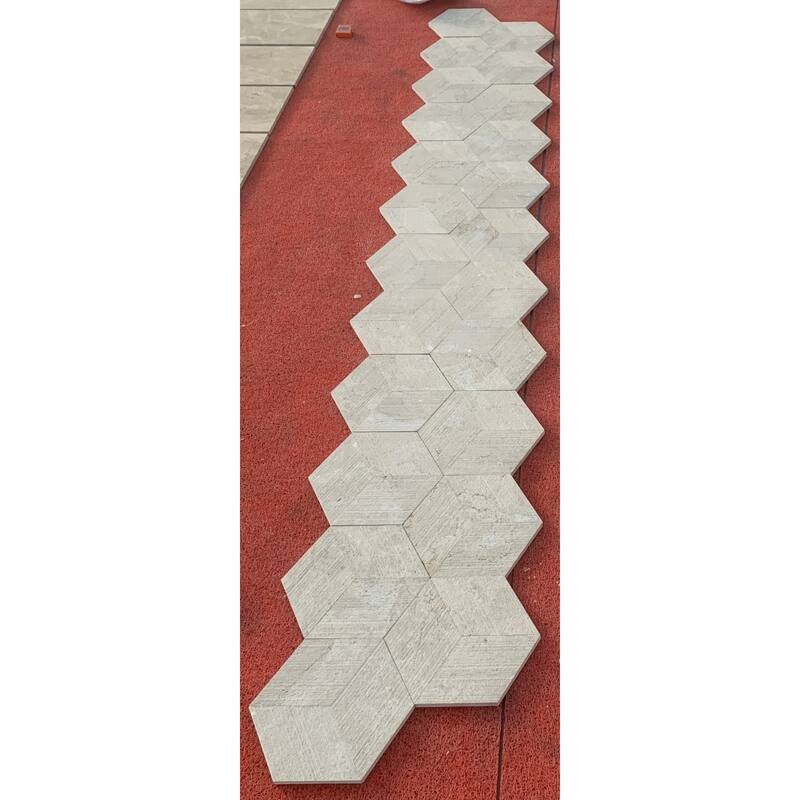 Roomfitters Hexagon Marble Tile, FS Textured 3D Fluted Natural Stone for Wall, Genuine Marble, 12-Piece Box, Gold Yellow Beige