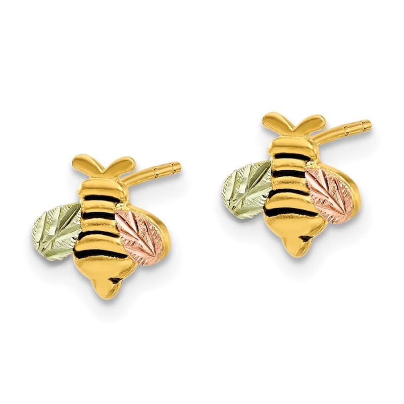 Curata 10k With 12k Accents Black Hills White Gold Bee Post Earrings