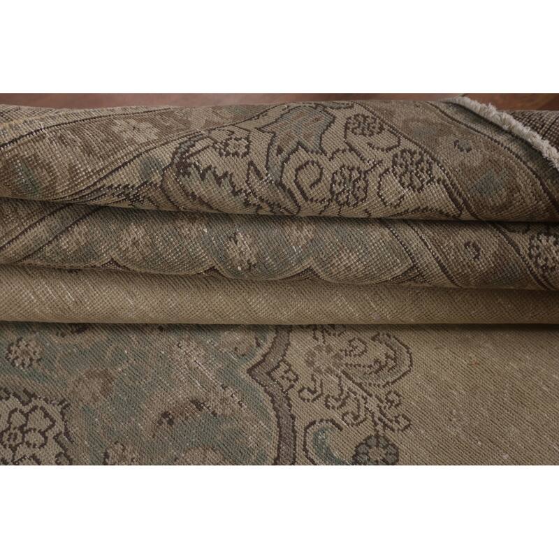 Distressed Tabriz Persian Area Rug Handmade Wool Carpet - 7'9"x 11'3"
