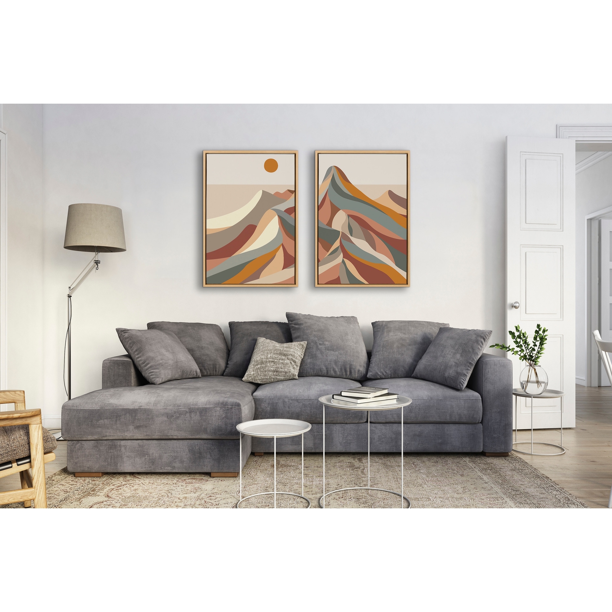 Kate and Laurel Sylvie MCM Mountains Framed Canvas by Rachel Lee