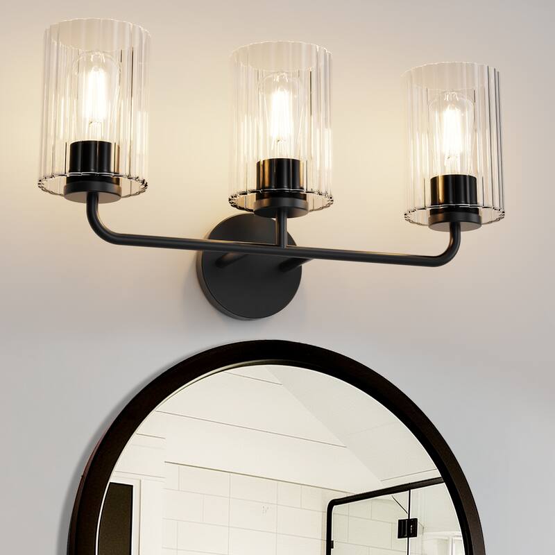 YANSUN 3-Pack 6.5in Cylindrical Fluted Glass Lamp Shades with Plum Blossom Pattern for Various Lighting Fxitures - 16*6*8