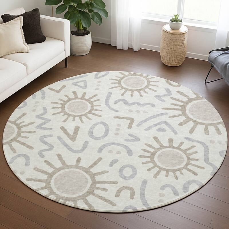 Machine Washable Indoor/ Outdoor Modern Sol Chantille Rug