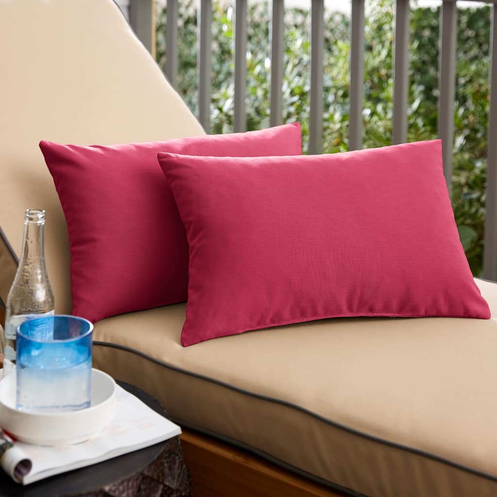 Sunbrella Canvas Hot Pink Indoor/Outdoor Knife Edge Pillow (Set of 2)