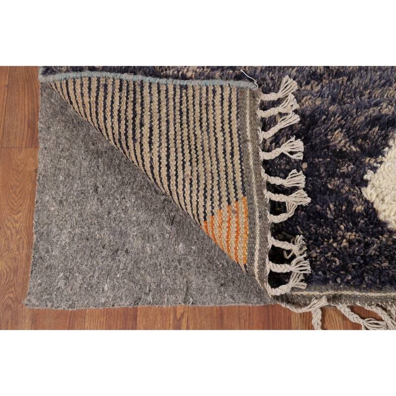 Geometric Plush Moroccan Area Rug Handmade Tribal Wool Carpet - 8'0" x 10'5"