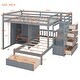 preview thumbnail 4 of 11, Full Over Twin Bunk Bed Frame w/Shelves & Wardrobe, Side Staircase Boasts 4 Convenient Drawers, for Boys Girls, Gray - Wardrobe