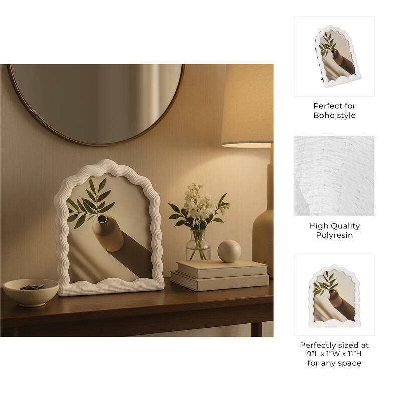 Resin Sculptured Wavy Arch Photo Frame - White