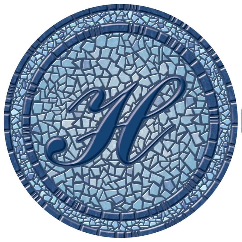Custom Monogram Decorative Poolmat #2 - Mosaic Pool Art - 29" in Diameter - Letter "H"