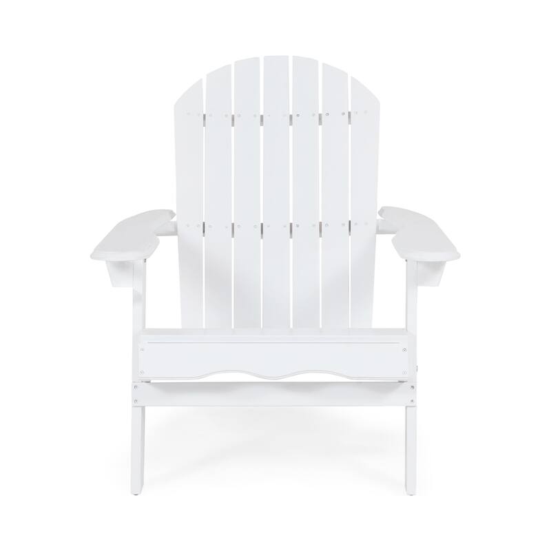 Libo Outdoor Adirondack Chair, Slatted Seat, Modern White Acacia Wood