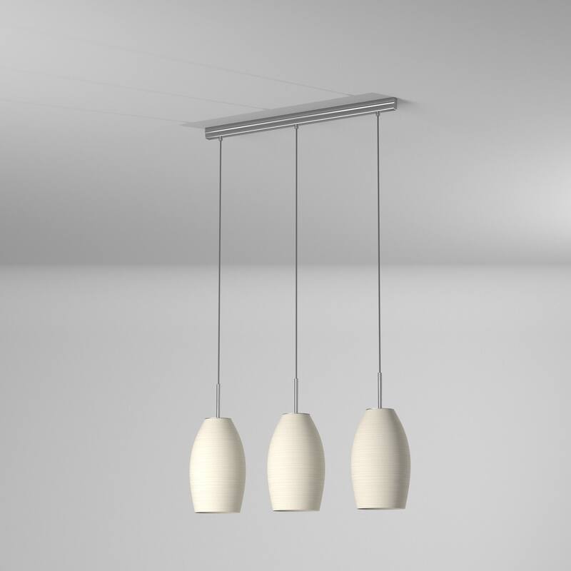 Eglo Batista 3-light Matte Nickel Island Light with White Wiped Glass