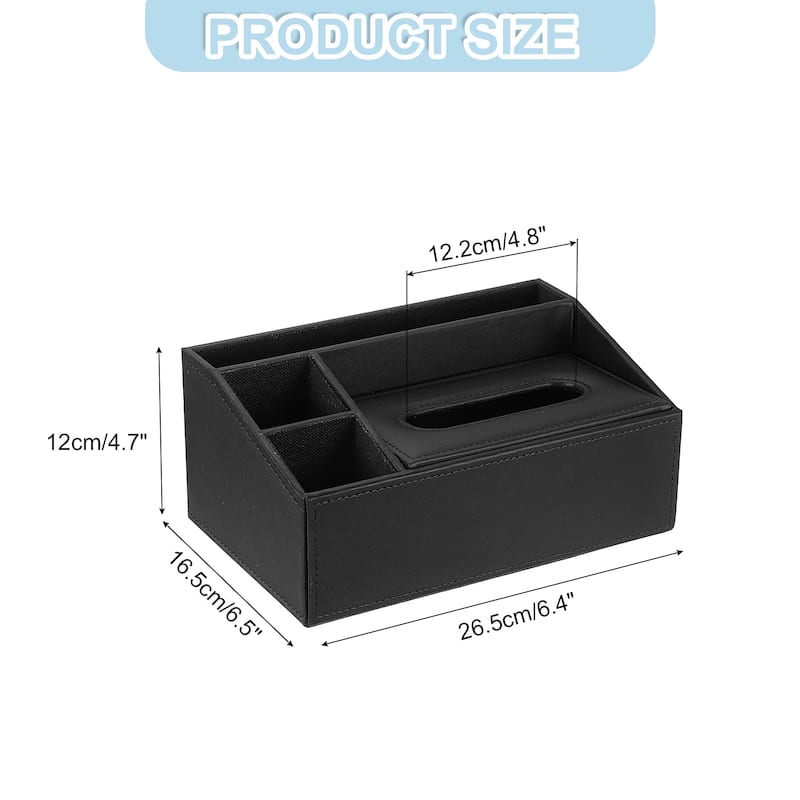 Tissue Box Cover with Magnetic Bottom, 10.4"x6.5"x4.7" - Black