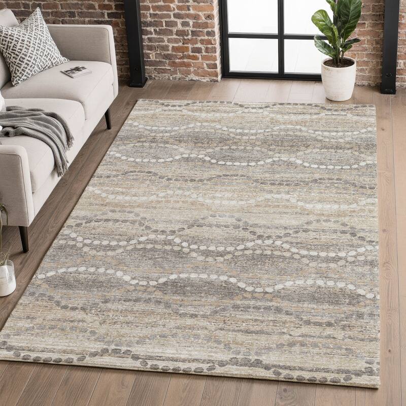Premium Washable Super Soft Pixy Stripes Mayfield Rug - Beige - 5' x 7'6"