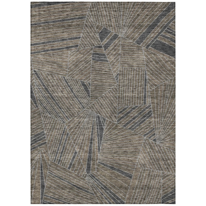 Machine Washable Indoor/ Outdoor Chantille Modern Mosaic Rug