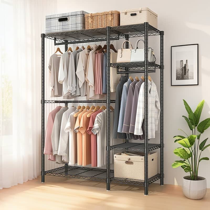 Heavy-Duty Garment Rack with 6 Adjustable Shelves Extra Large Capacity