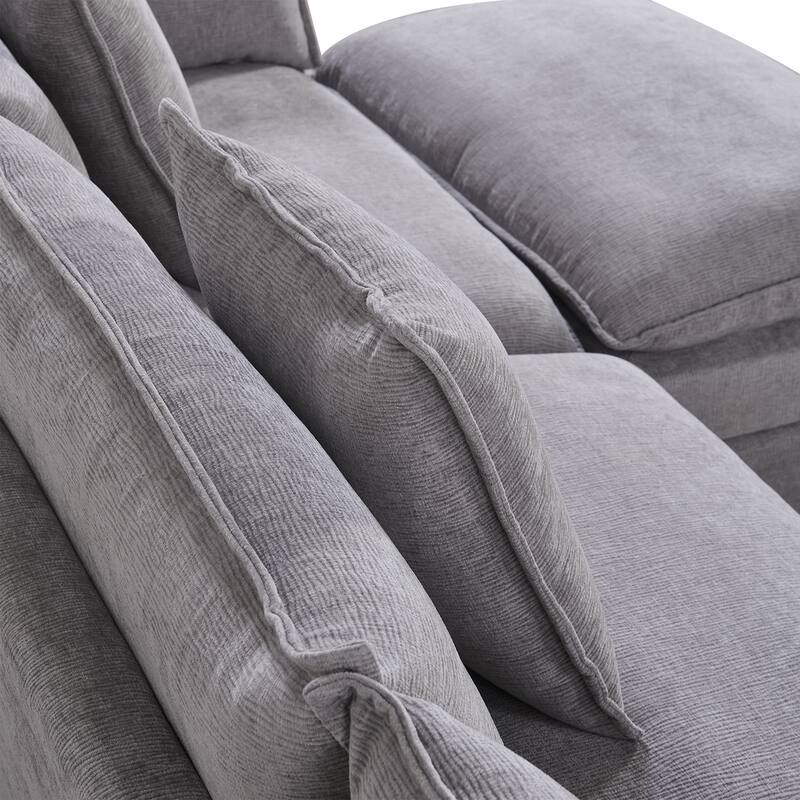 108.66" L-Shaped 4-Seat Sectional Sofa with Convertible Chaise and Ottoman, Spacious Cloud Couch Design