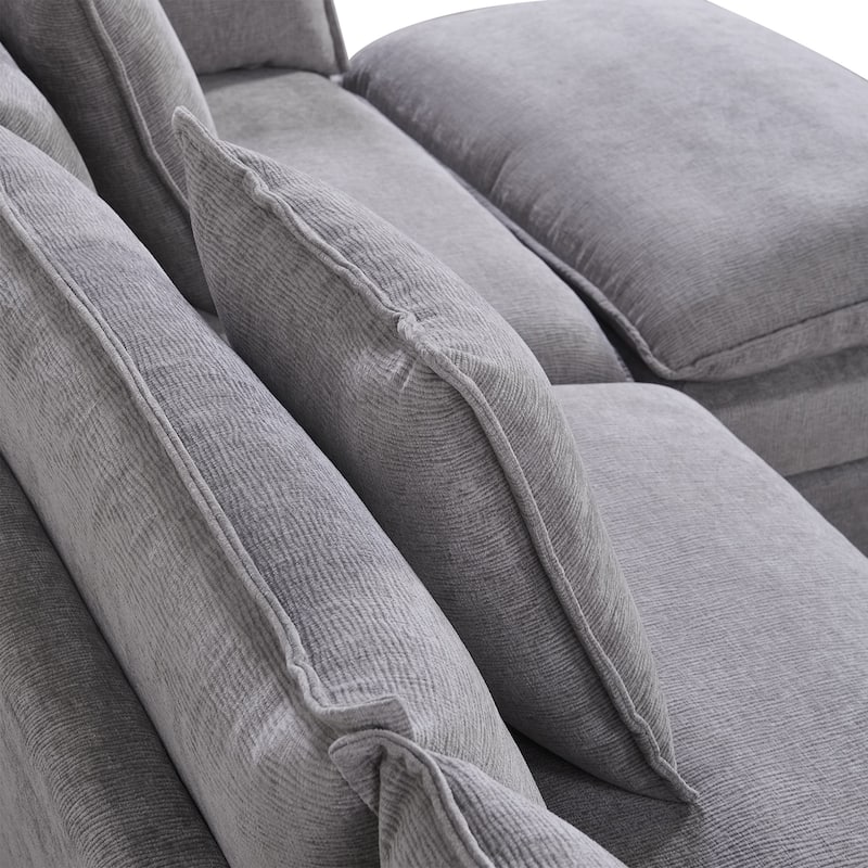 108.66" L-Shaped 4-Seater Sectional Sofa with Convertible Chaise and Ottoman, Spacious Cloud Design