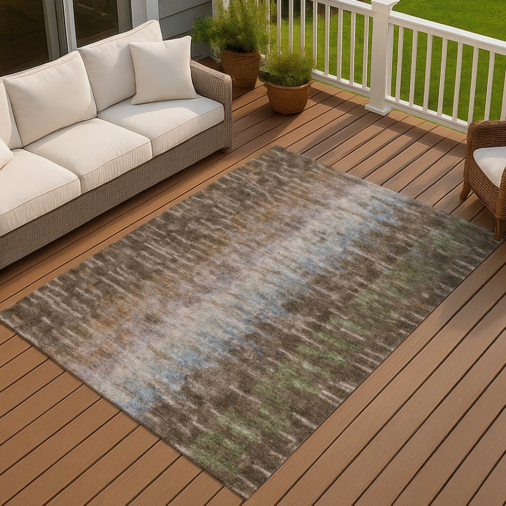 Machine Washable Indoor/ Outdoor Contemporary Ombre Chantille Rug