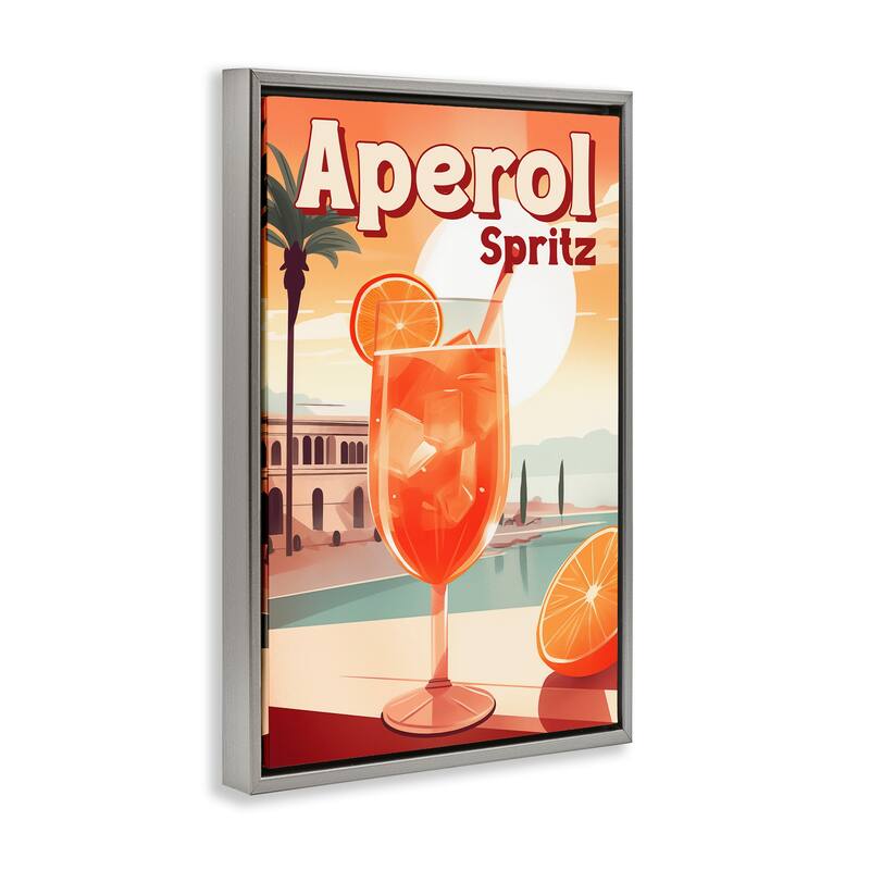 Stupell Bright Tropical Aperol Spritz Framed Floater Canvas Wall Art Design By Andreas Magnusson