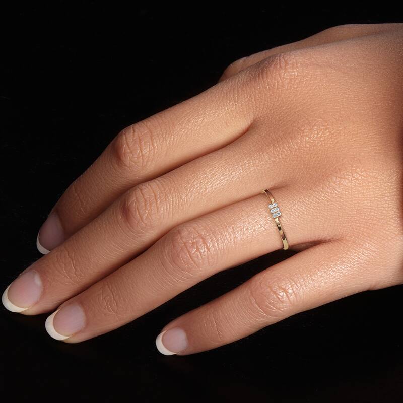 14k Gold Plated Sterling Silver Lab Diamond 1/20 ct Stacking Ring Band