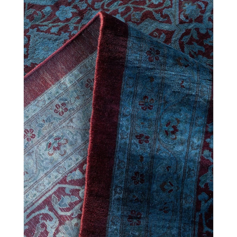 Overton Handknotted Wool Vintage Inspired Contemporary Overdyed Red Area Rug - 18' 3" x 12' 1"