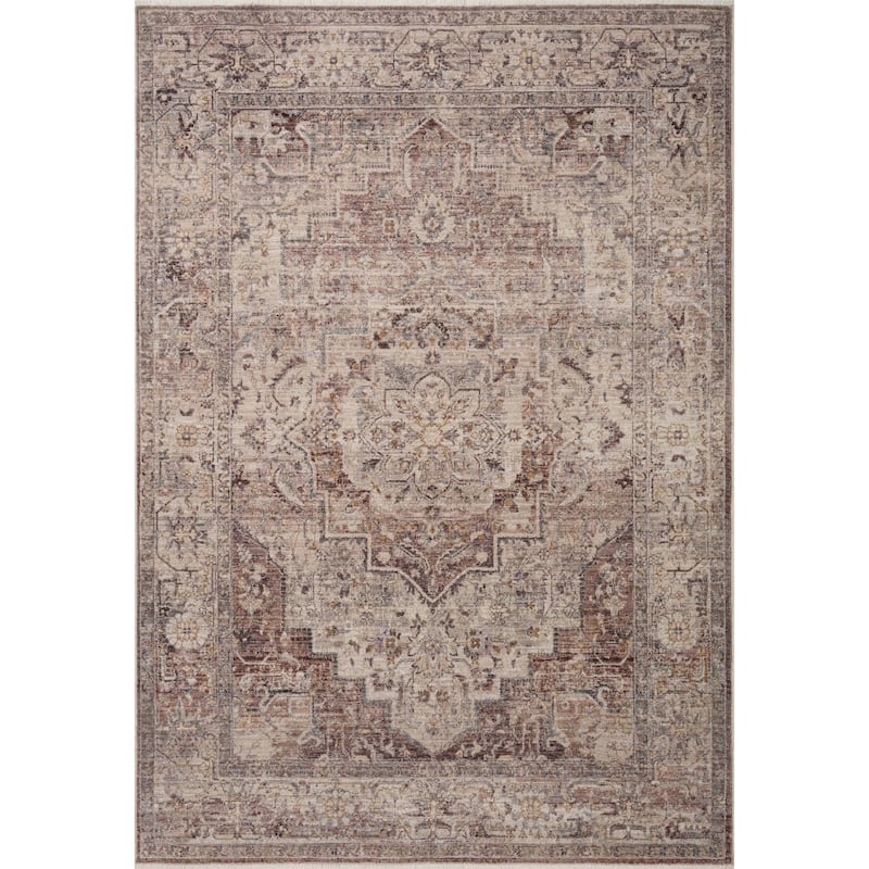 Alexander Home Lynda Oriental Area Rug - Berry / Stone - 7'-10" x 7'-10" Round