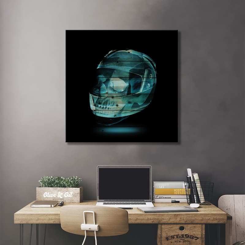 Let's Ride Skull Print On Wood by 5by5collective - Multi-Color