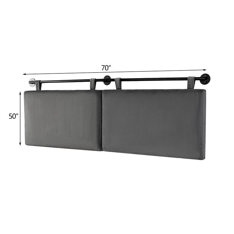 Adeco 70-Inch Corduroy Upholstered Wall Mount Hanging Headboard