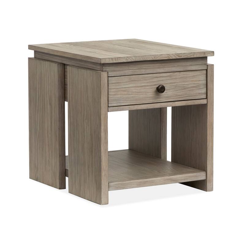 Magnussen Home Conrad Stone Harbor Grey Rectangular End Table - 22''W x 26''D x 24''H - 22''W x 26''D x 24''H